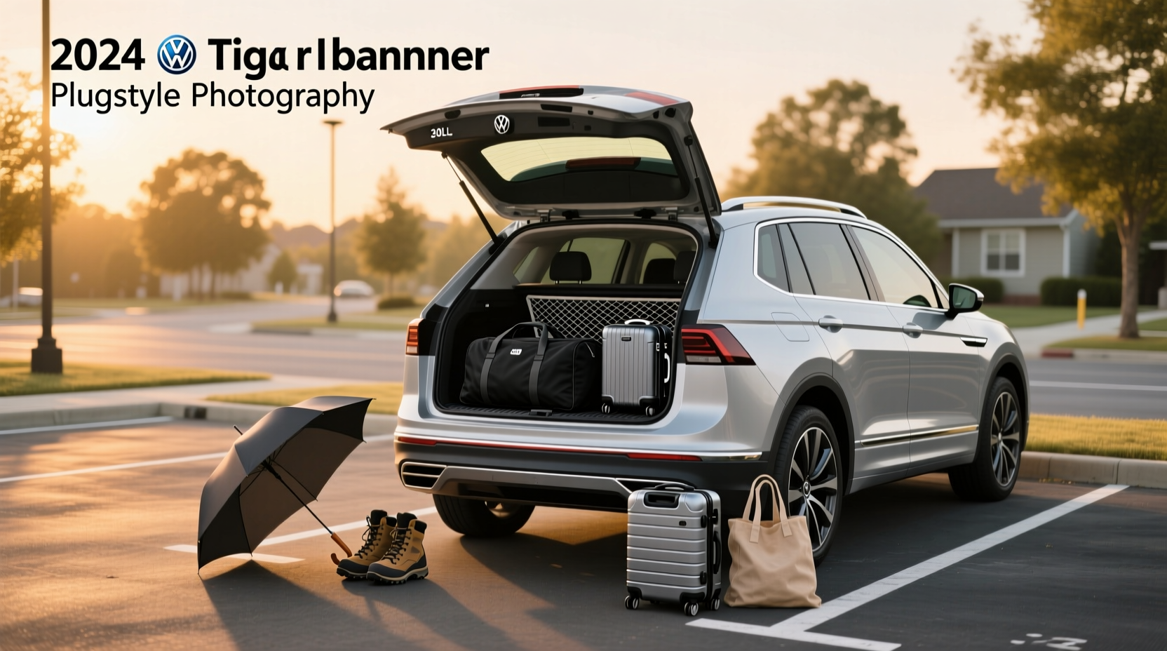 Interior view of VW Tiguan showing rear seat legroom and luggage capacity
