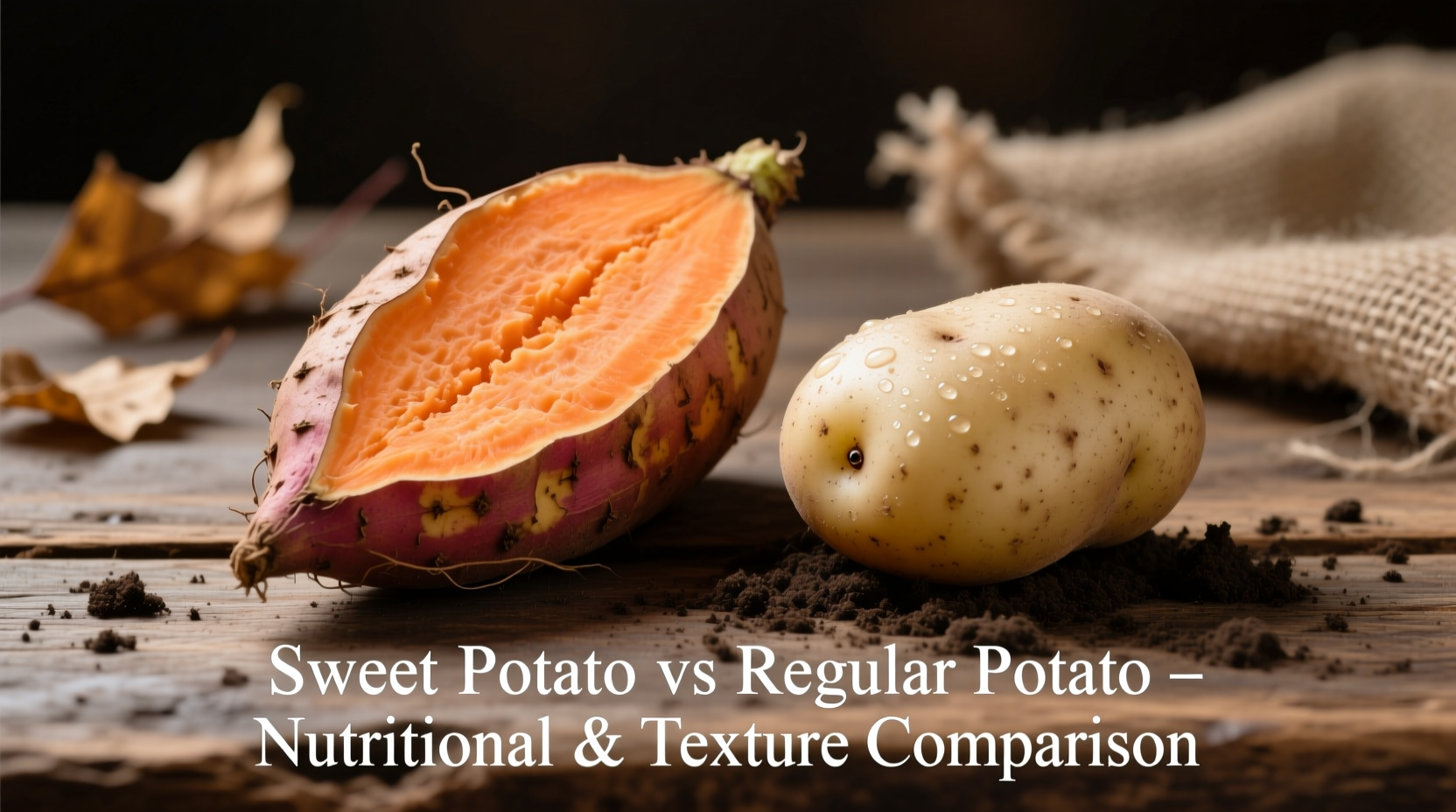 Sweet potato and regular potato side by side comparison