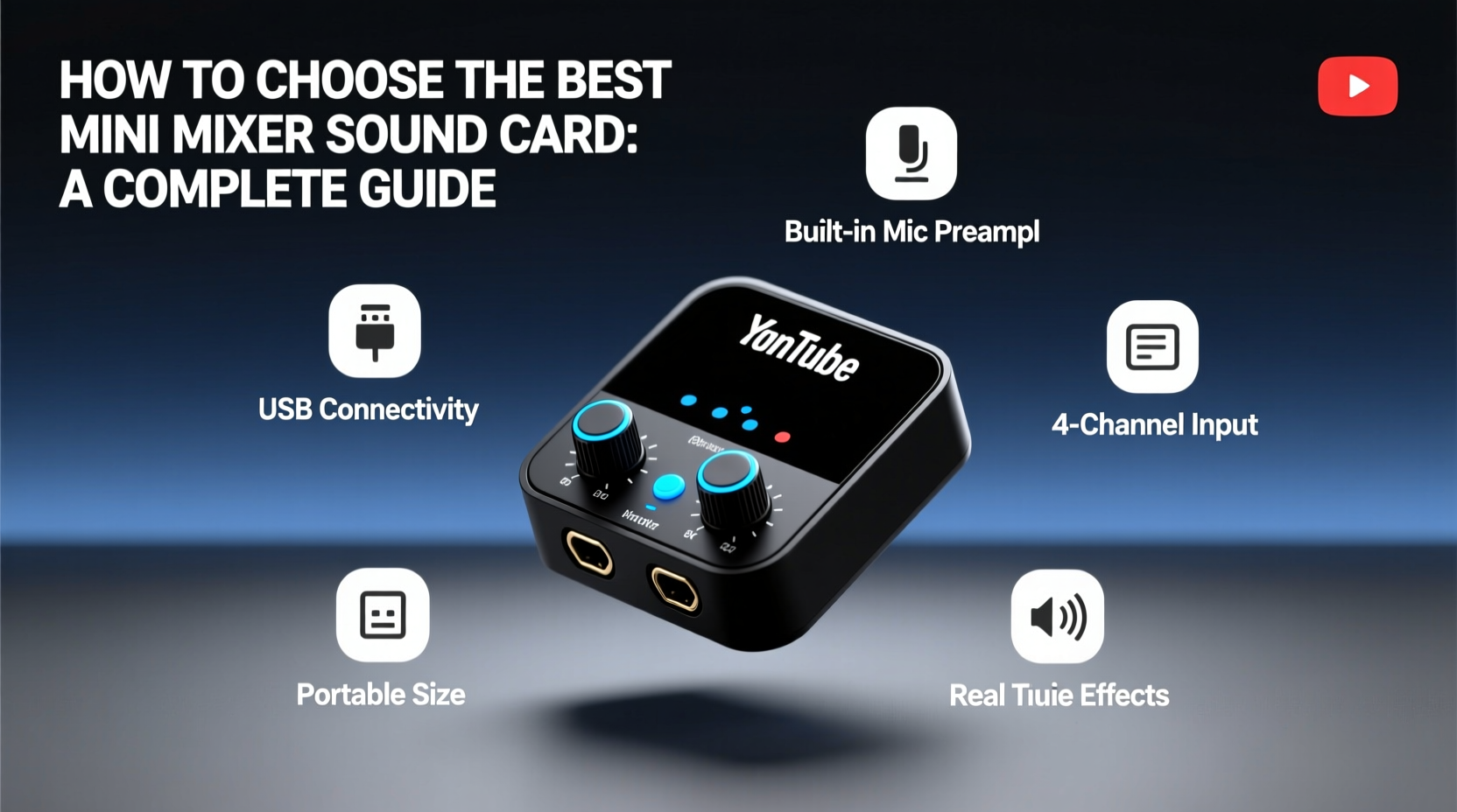 Mezclador De Audio Portátil USB - 2 Canales, 48V Phantom, Mini Tamaño, Para Grabación Y Karaoke