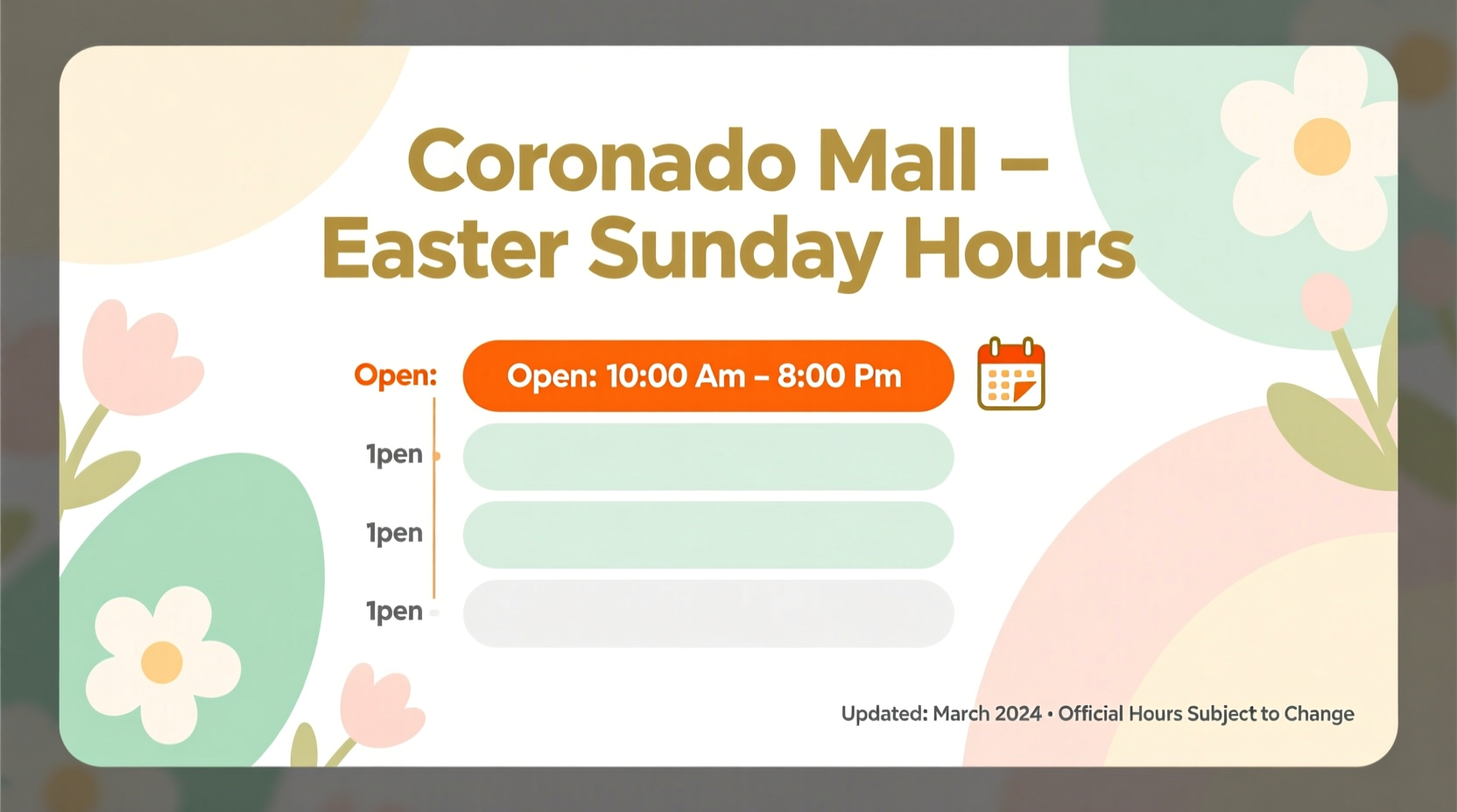 is coronado mall open on easter