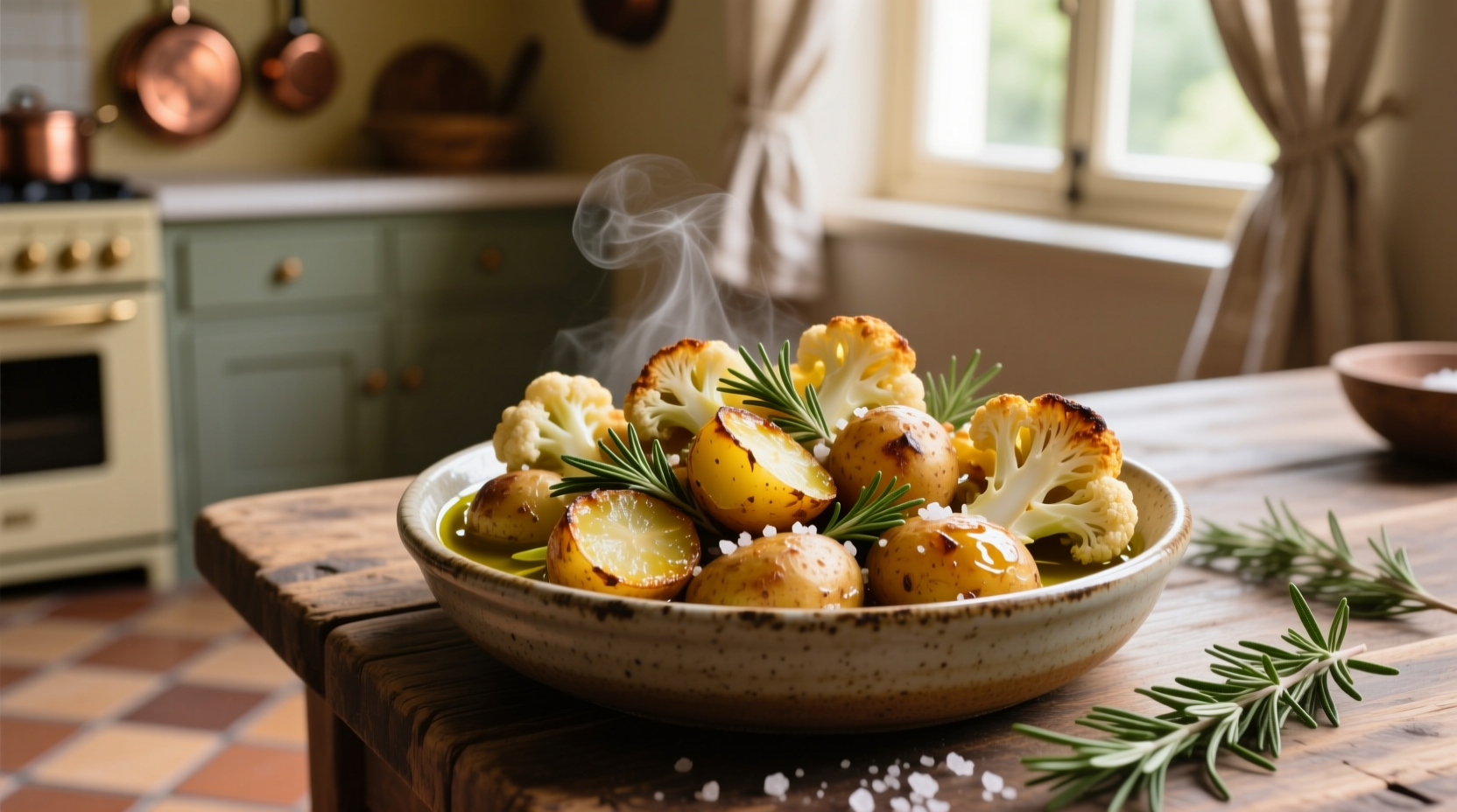 roasted potatoes and cauliflower