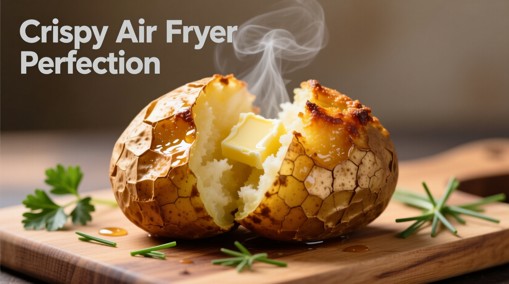 Perfectly cooked air fryer jacket potato with crispy skin