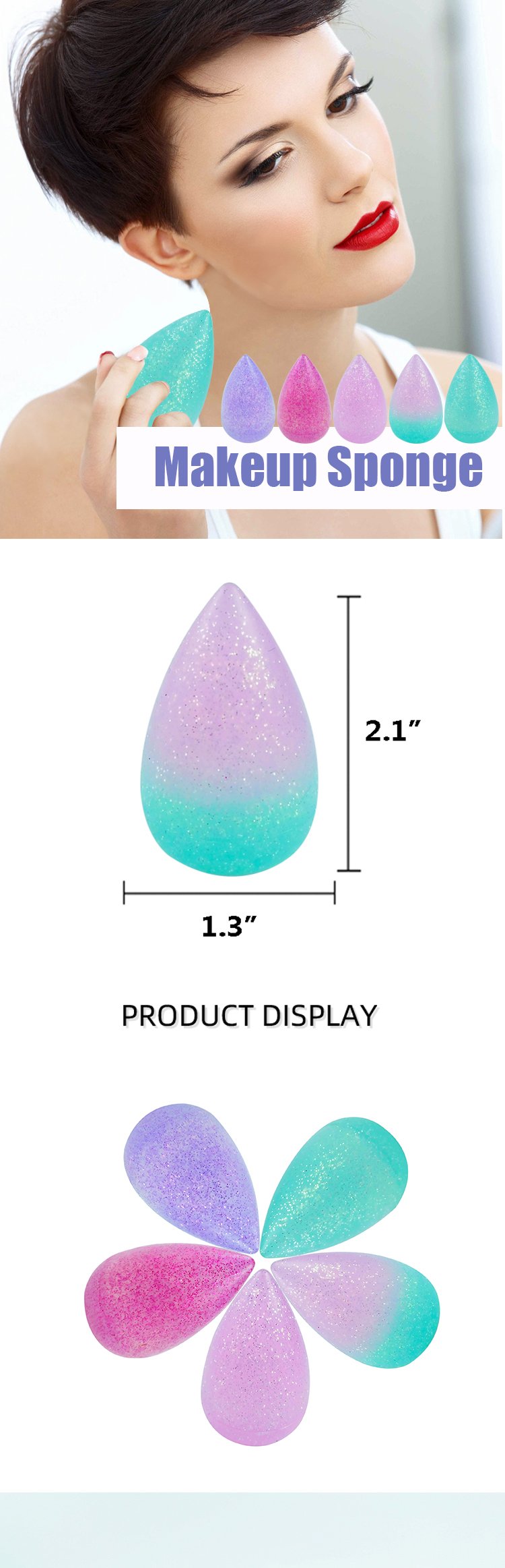 Éponge de maquillage en Silicone, recyclable naturelle et personnalisée, avec des paillettes, mélangeur