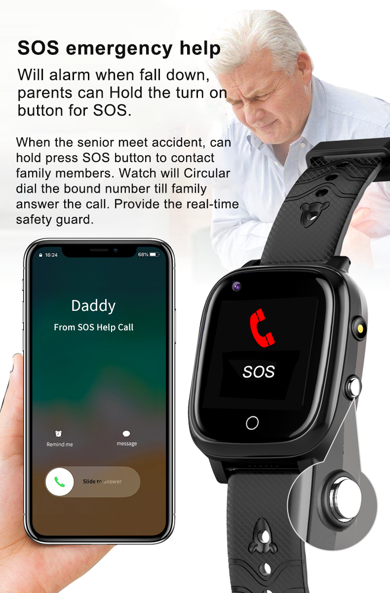 2021 qualified NFC watch sedentary take medicine reminder fall detection smartphone for senior