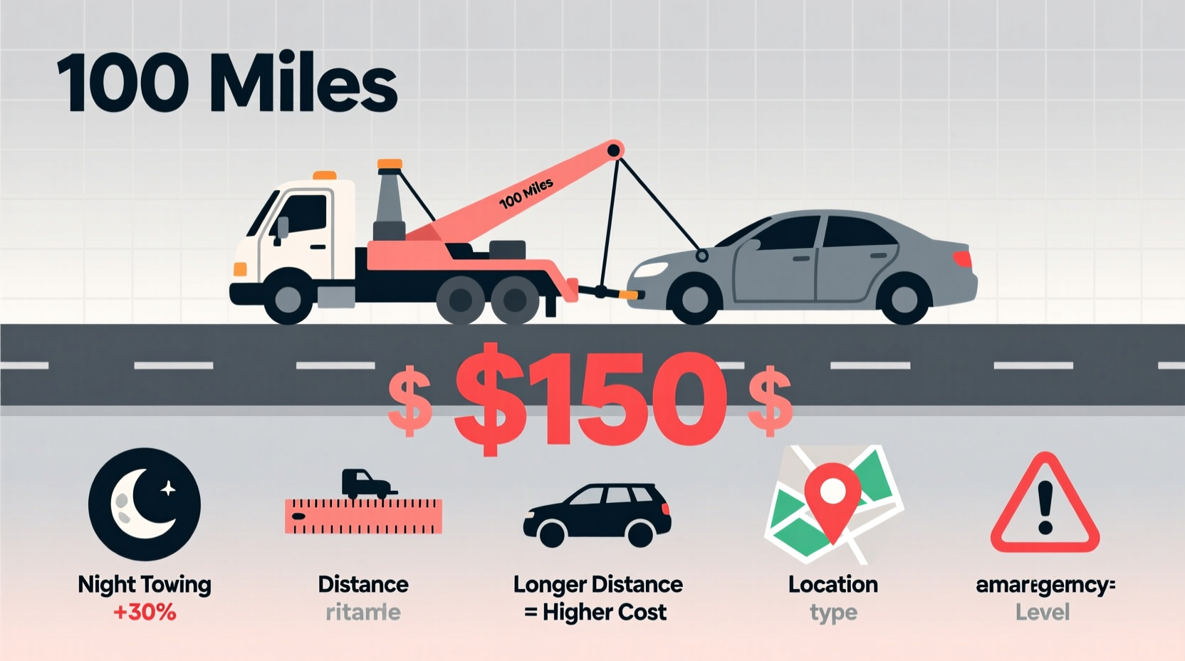 how much to tow a car 100 miles