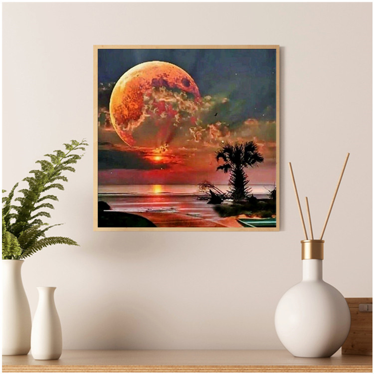 DIY cross stitch home decoration moon scenery custom diamond painting 5D diamond painting
