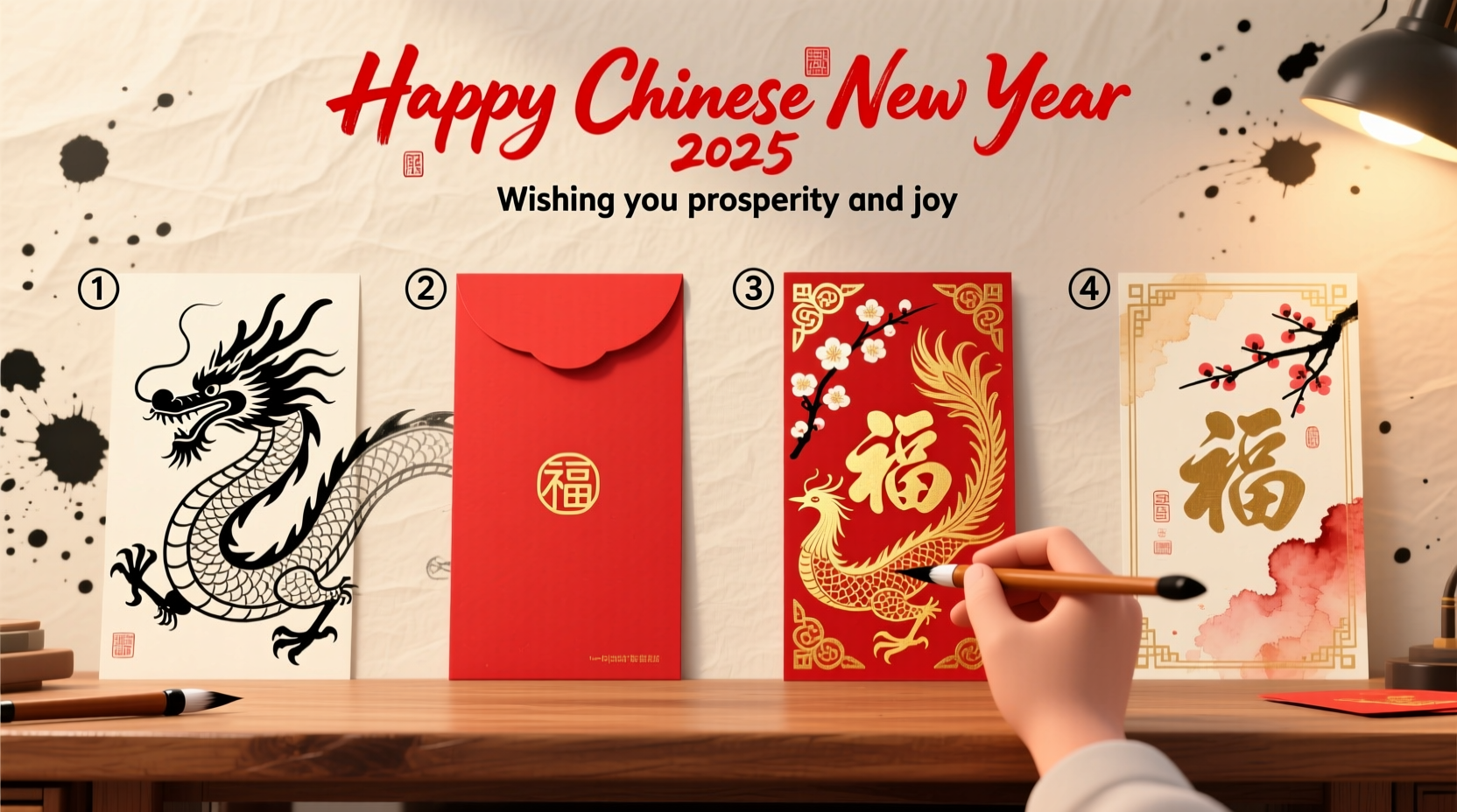 how to draw a chinese new year card