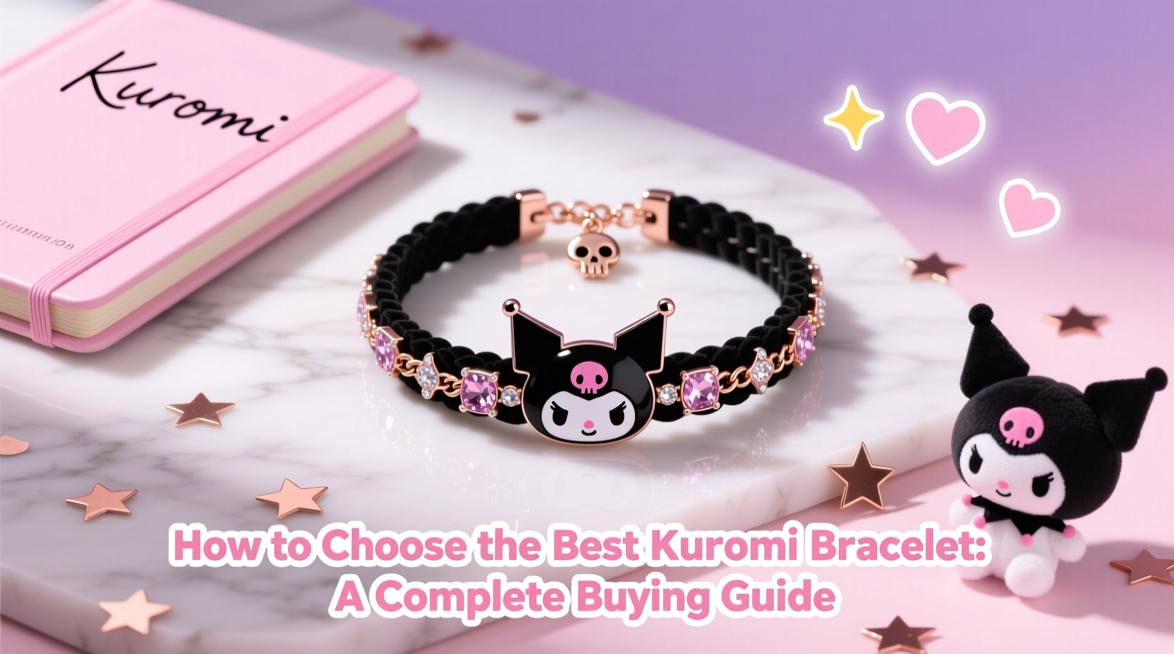❤kuromikeさま❤2025年Bracelet❤❤❤❤✨️ Sanrio HELLO KITTY Gothic Kuromi Purple Heart Steel Chain Bracelet