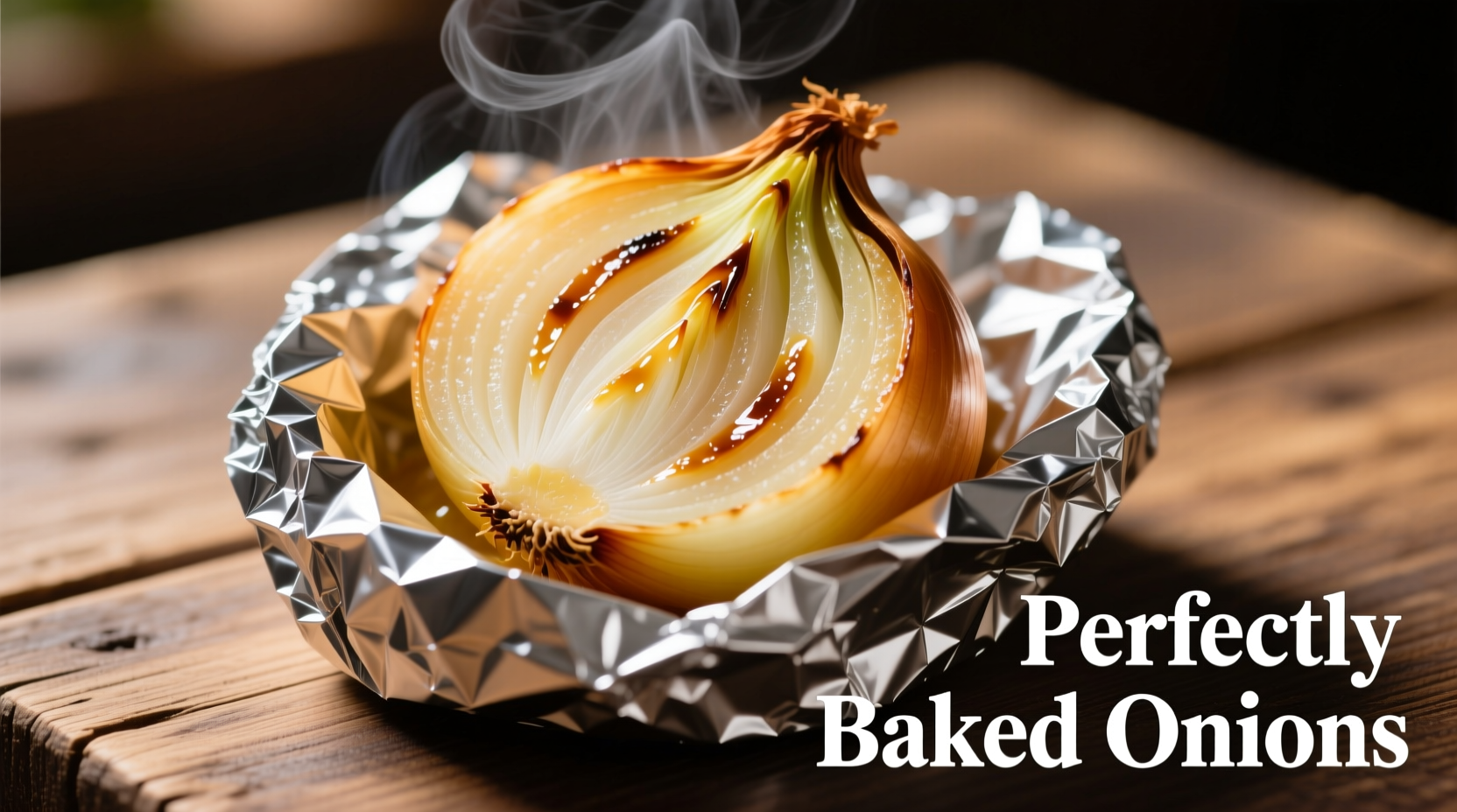 Perfectly baked onions on a foil packet
