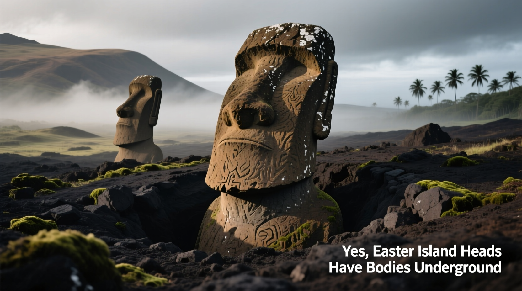 do the easter island heads have bodies underground