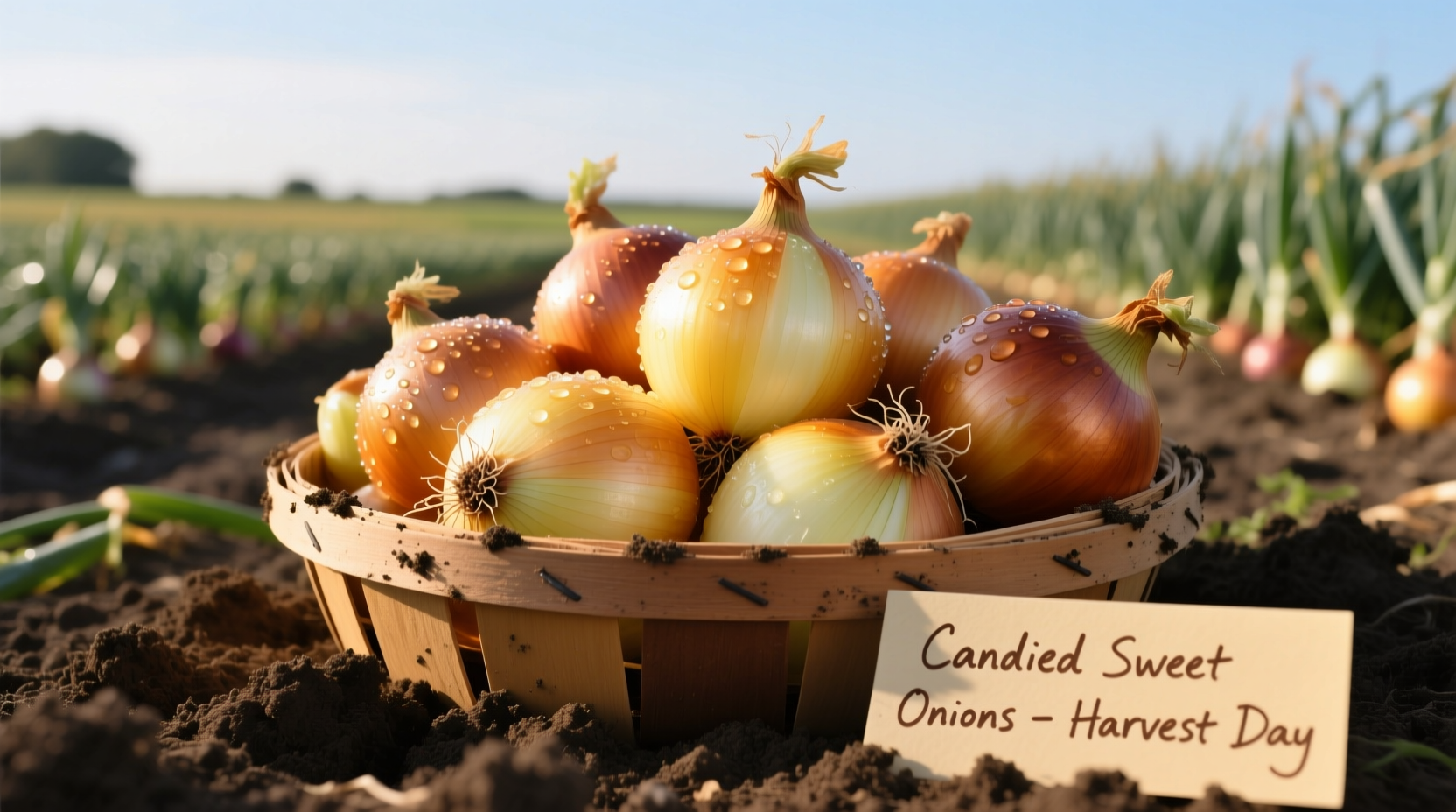 Freshly harvested sweet onions ready for candying