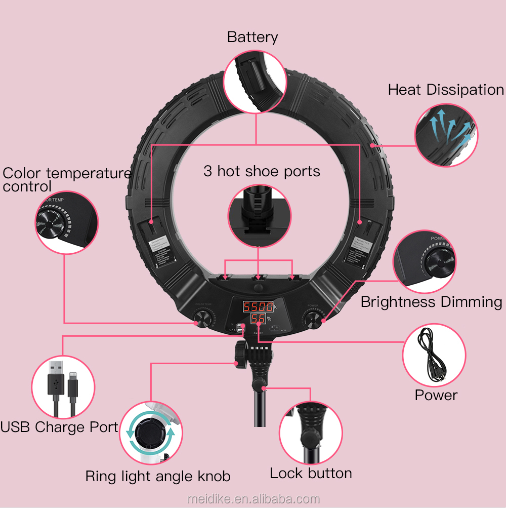 18inch makeup led ring light with tripod stand 2m for tik tok video