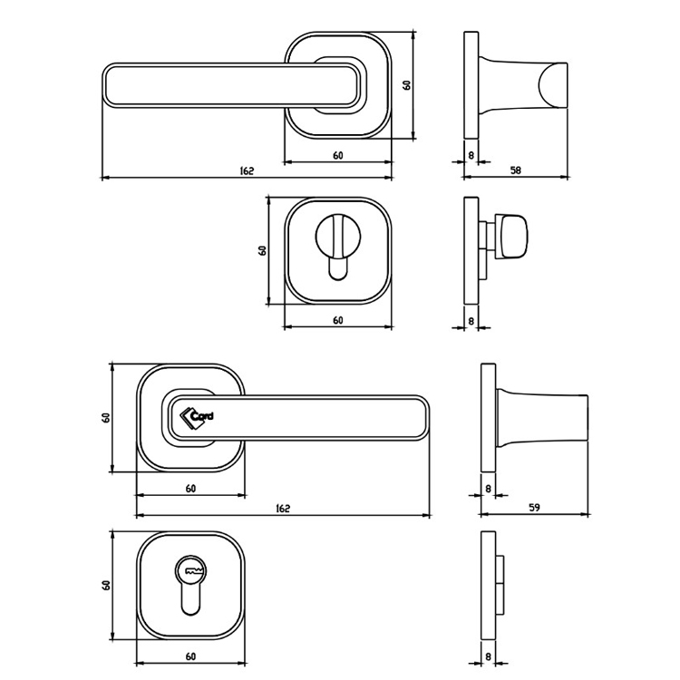 Special cylinder collar design rfid electronic card key hotel door lock