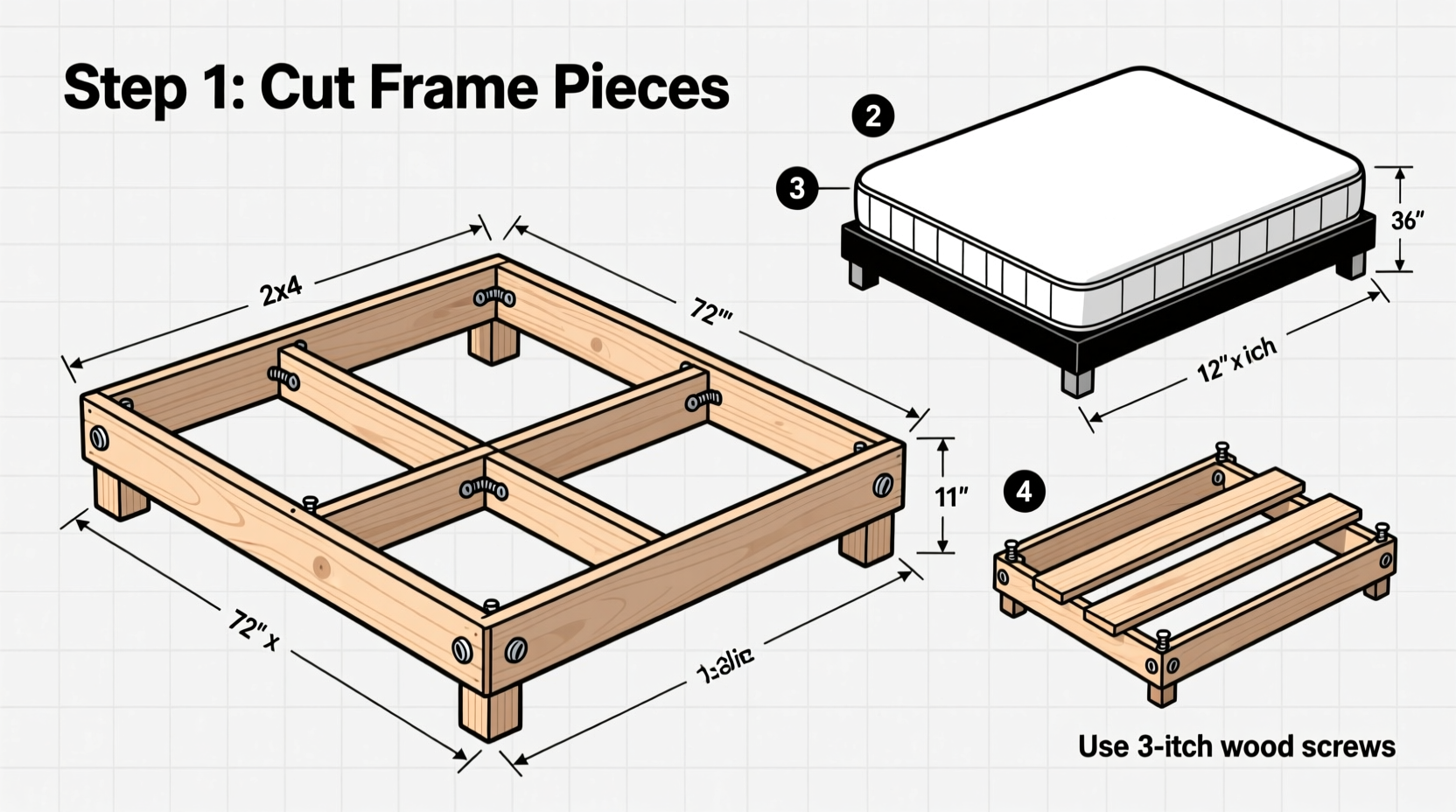 DIY mattress frame construction process