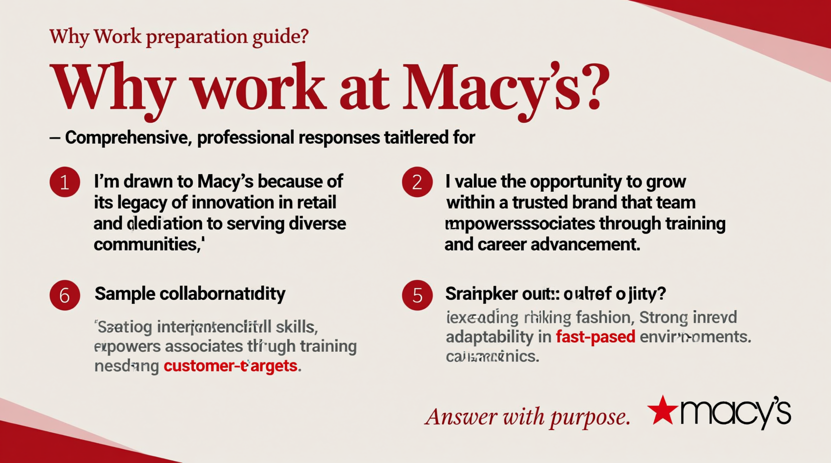why work at macys interview answers what to say