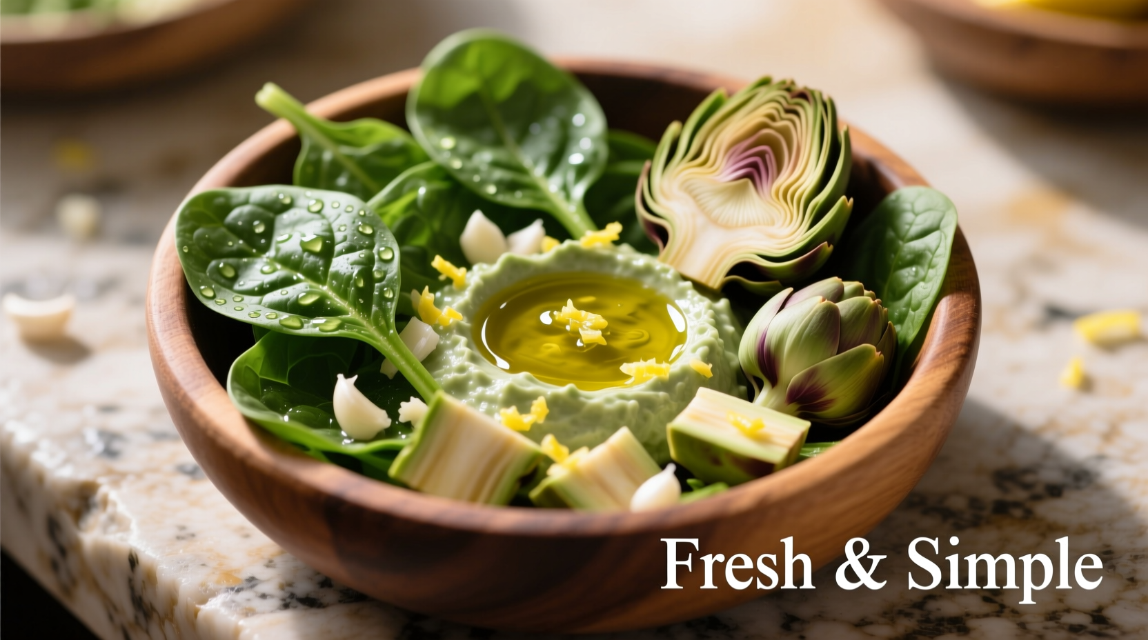 Fresh spinach and artichoke ingredients for dip