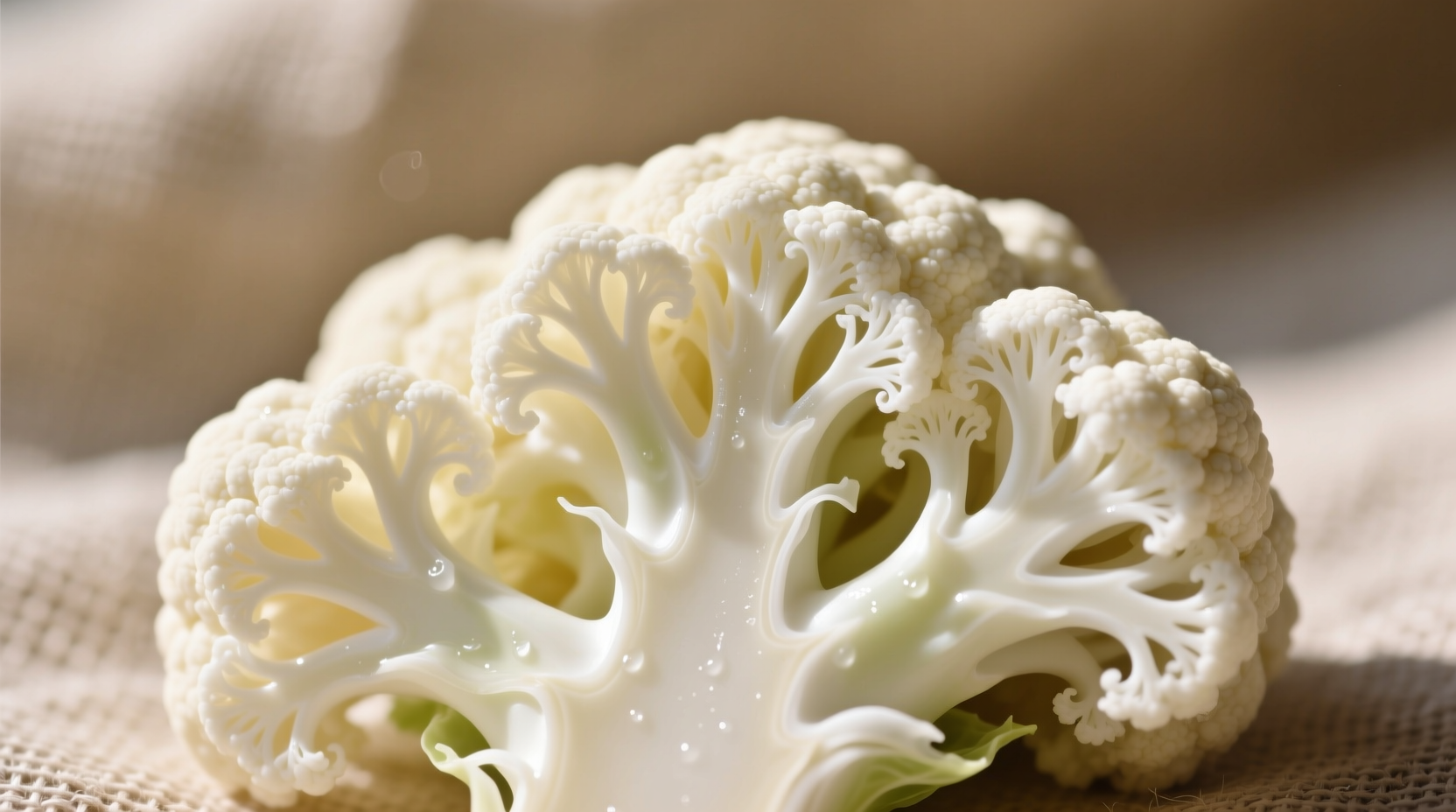 Cauliflower florets showing vibrant white color and texture