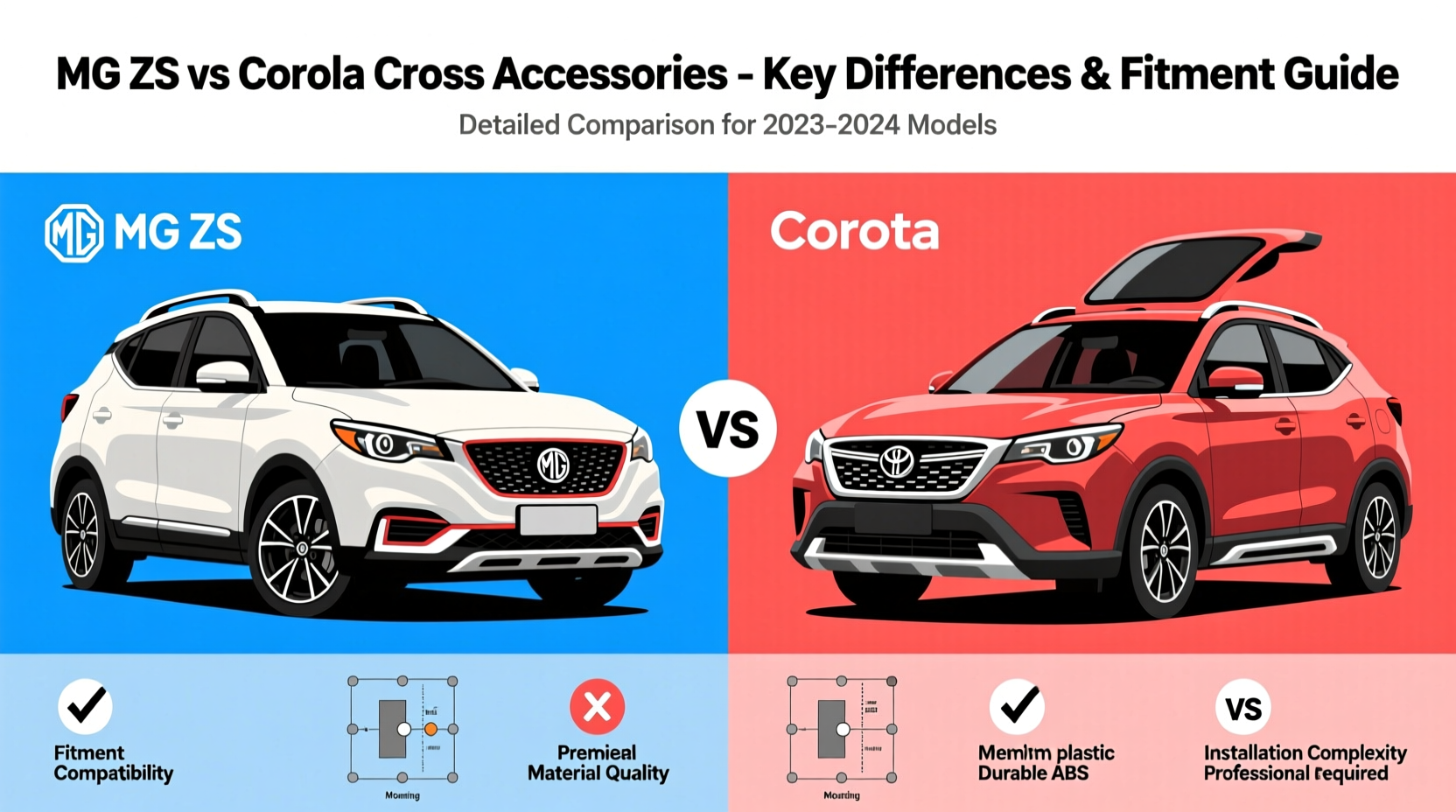 mg zs vs corolla cross accessories
