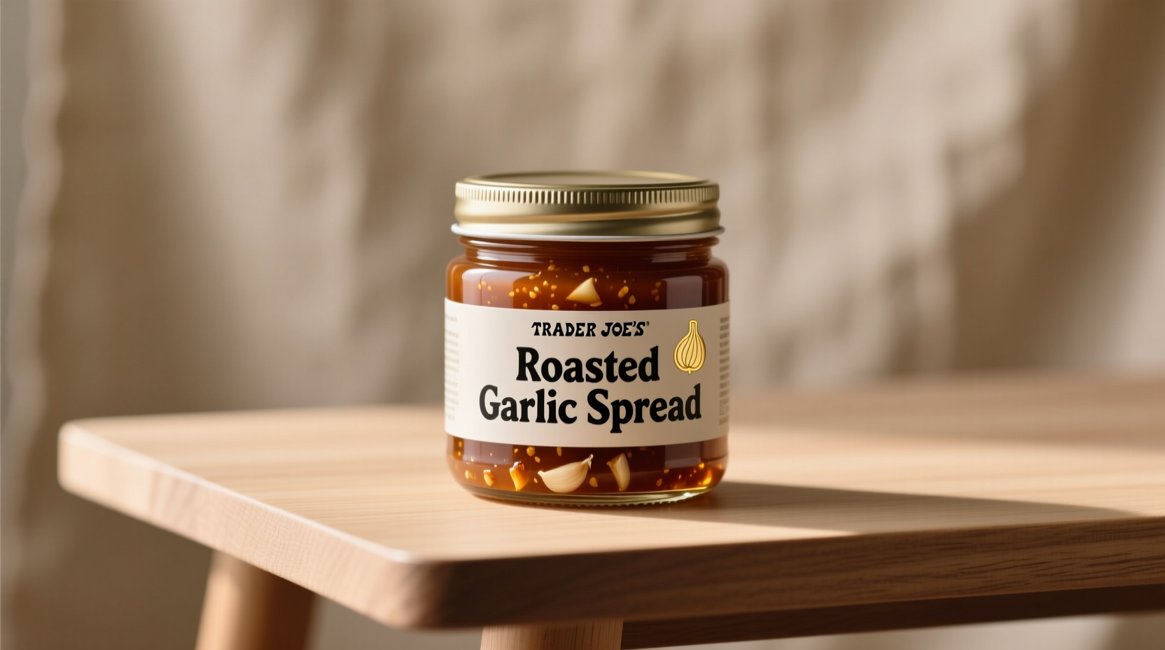 Trader Joe's roasted garlic spread in container