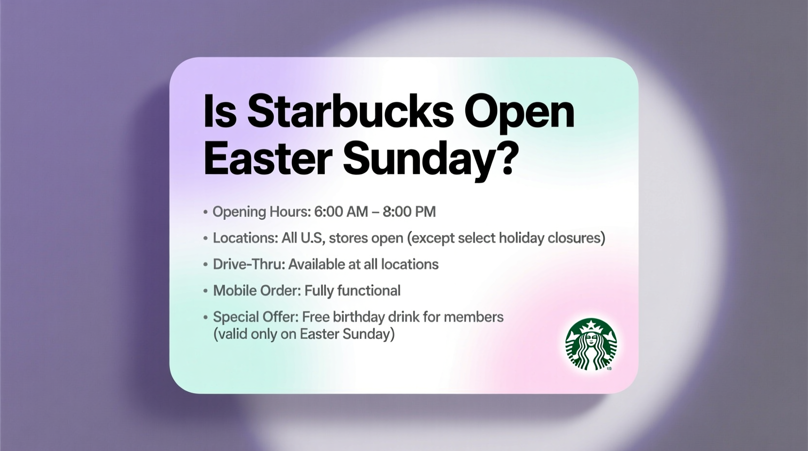is starbucks open easter sunday