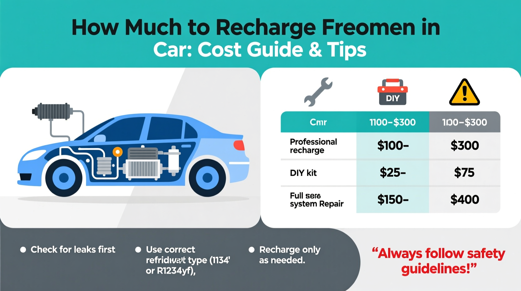 how much to recharge freon in car