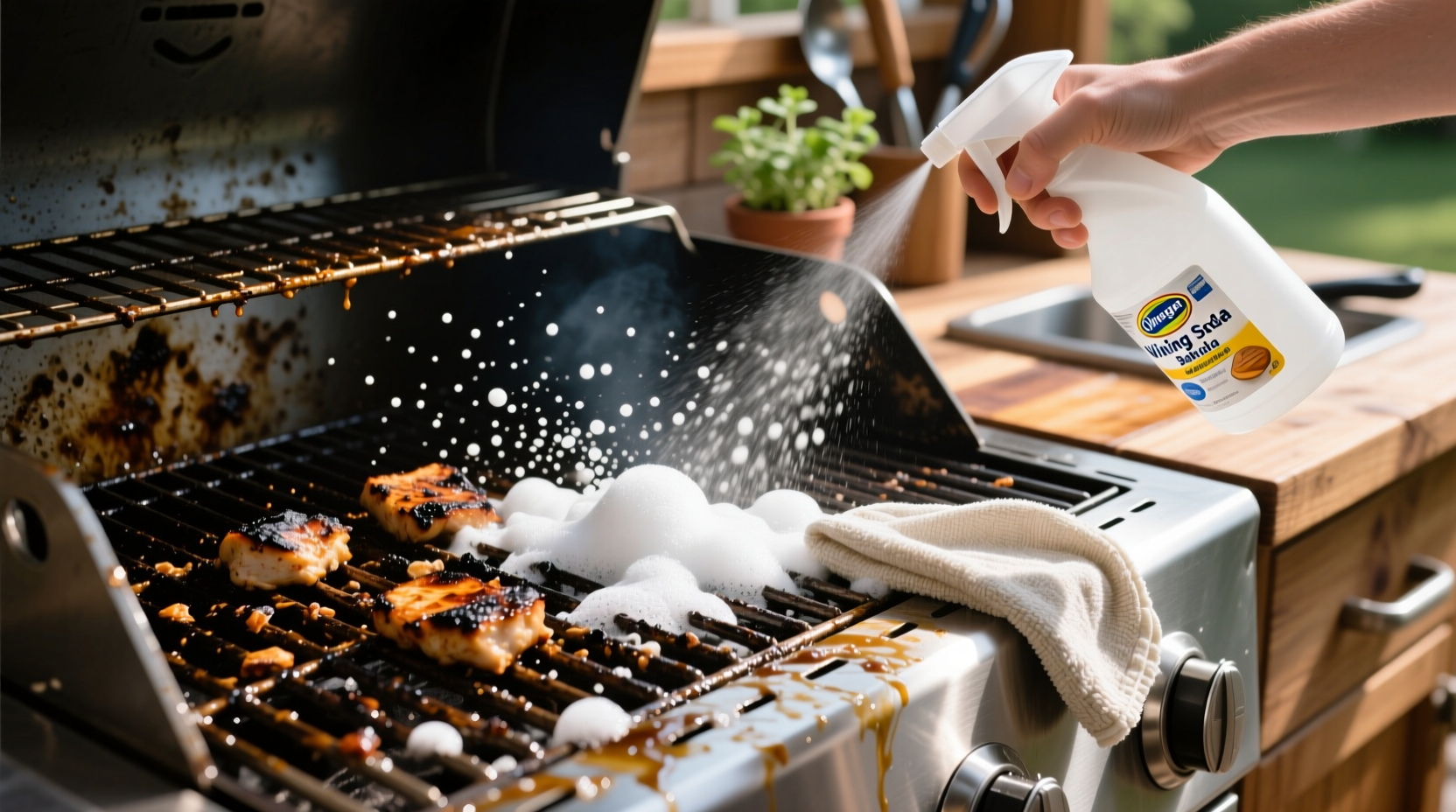 how to clean bbq grill with vinegar and baking soda