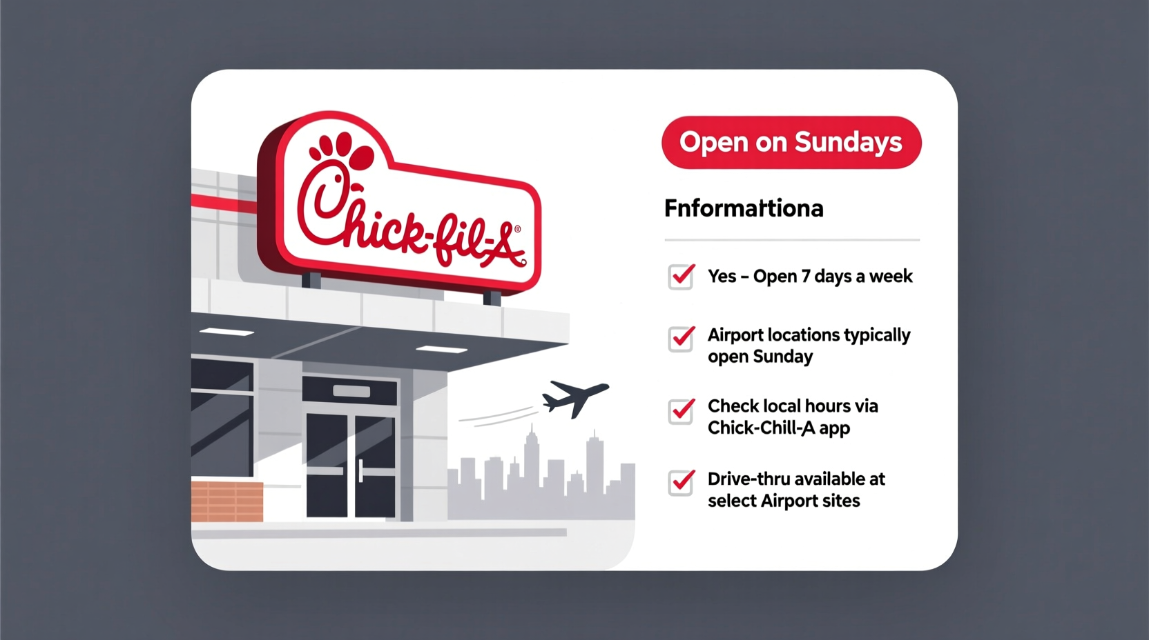 is chick fil a open on sundays in airports