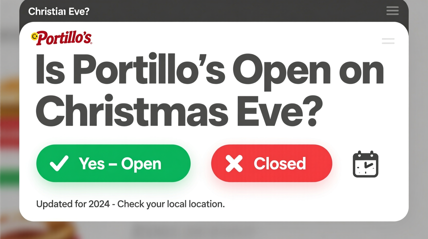 is portillos open on christmas eve
