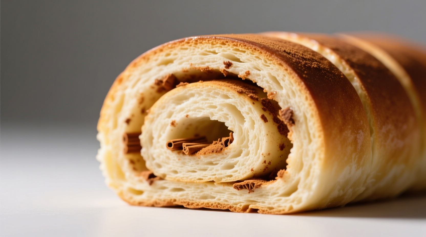 Microscopic comparison of cinnamon particles in standard vs Tangzhong dough showing even distribution in hydrated dough