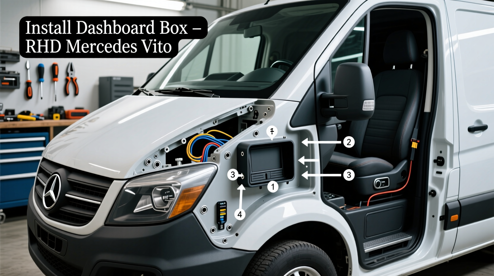 vito rhd dashboard box install