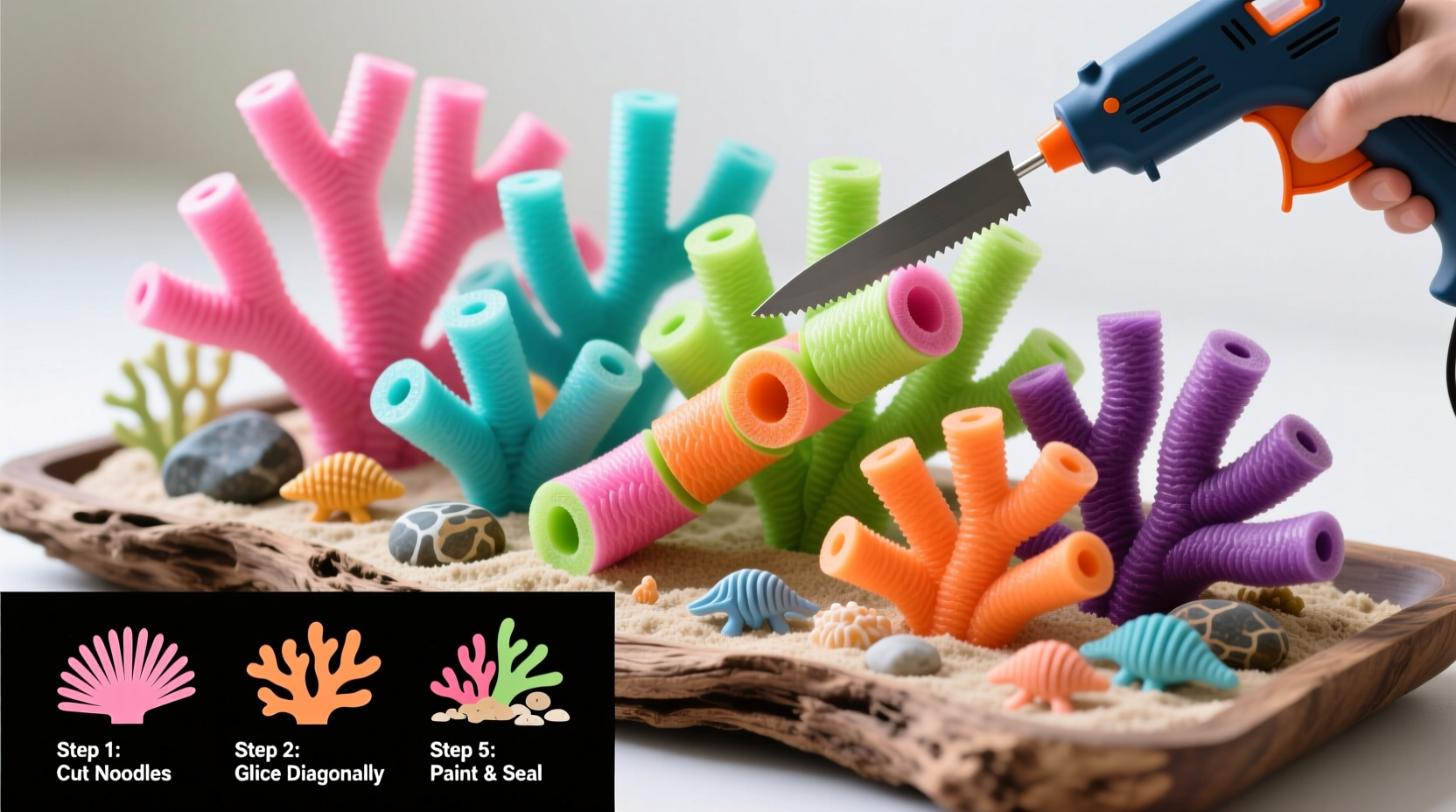 creative diy coral craft step by step guide to making colorful coral from pool noodles