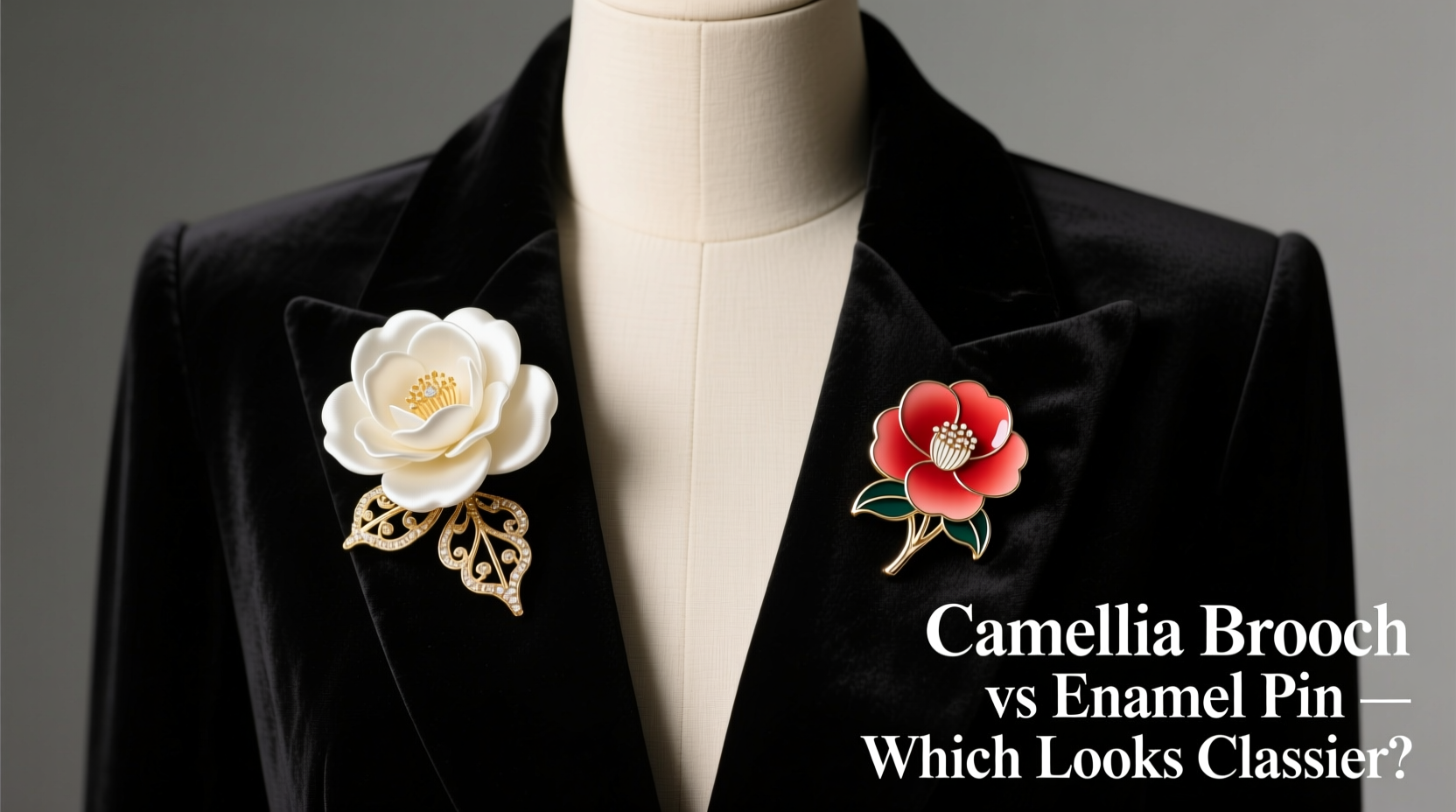 camellia brooch vs enamel pin which one looks classier on a blazer