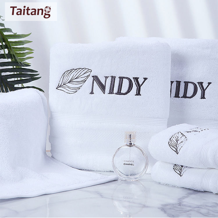 刺繍ロゴタオルデザインコットン70140アダルトホテルホワイトバス