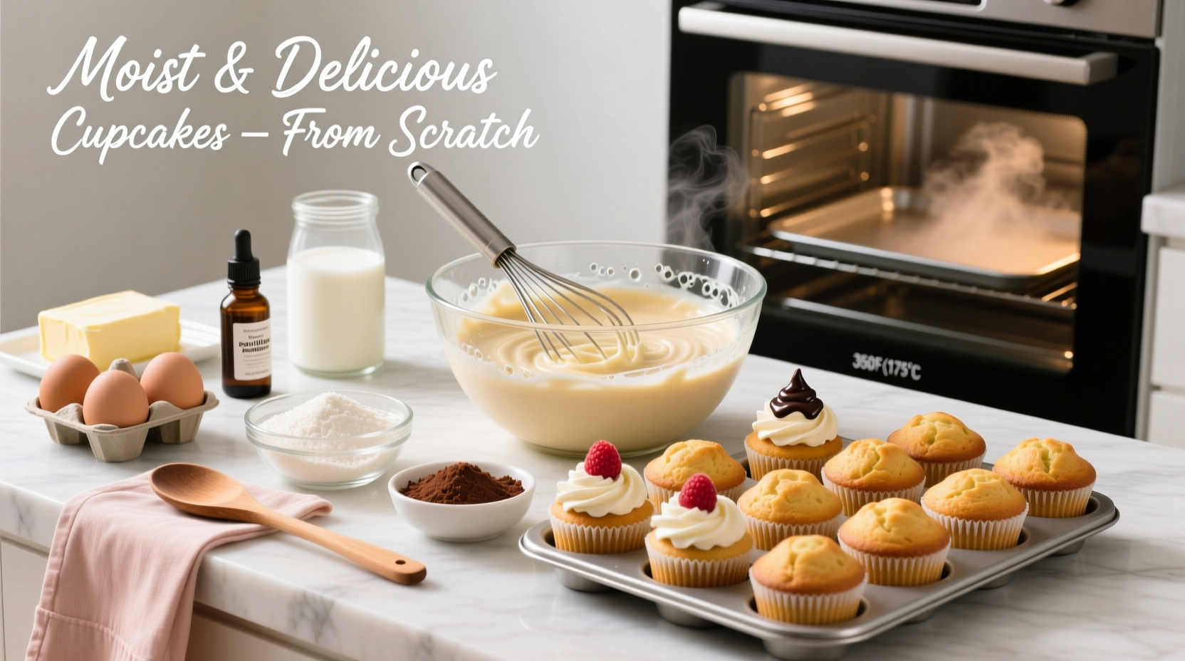 step by step guide to making moist and delicious cupcakes from scratch
