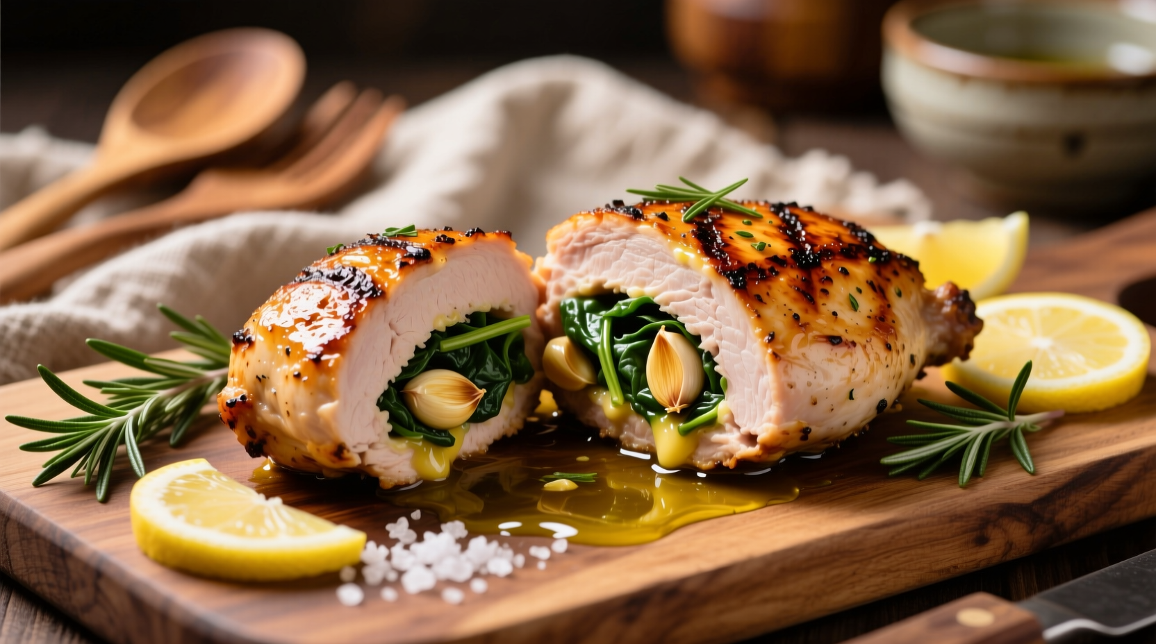 Stuffed chicken breast with spinach and garlic