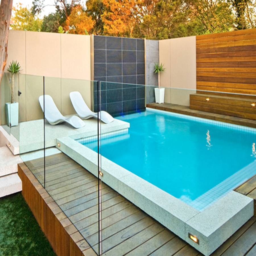 落地式玻璃栏杆与不锈钢龙头甲板栏杆无框玻璃游泳池栏杆