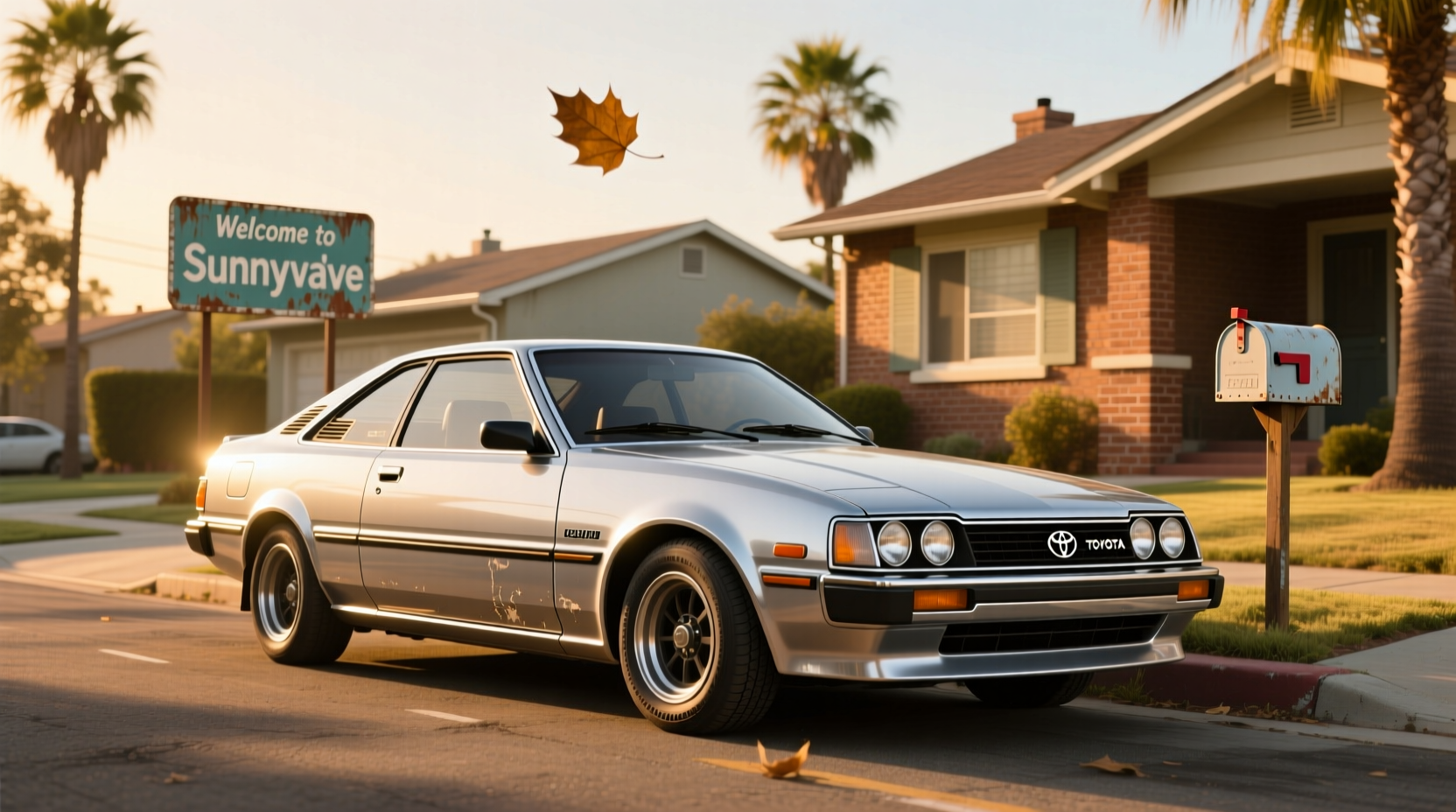 1980 Toyota Celica hatchback in silver on suburban street