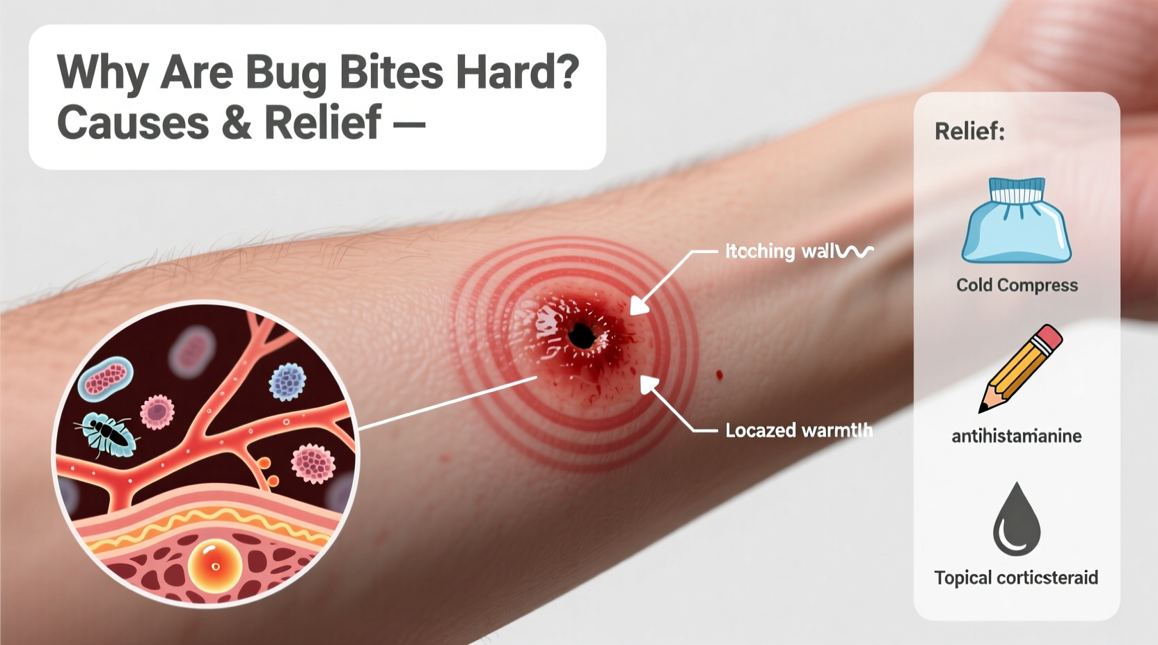 why are my bug bites hard causes symptoms and relief