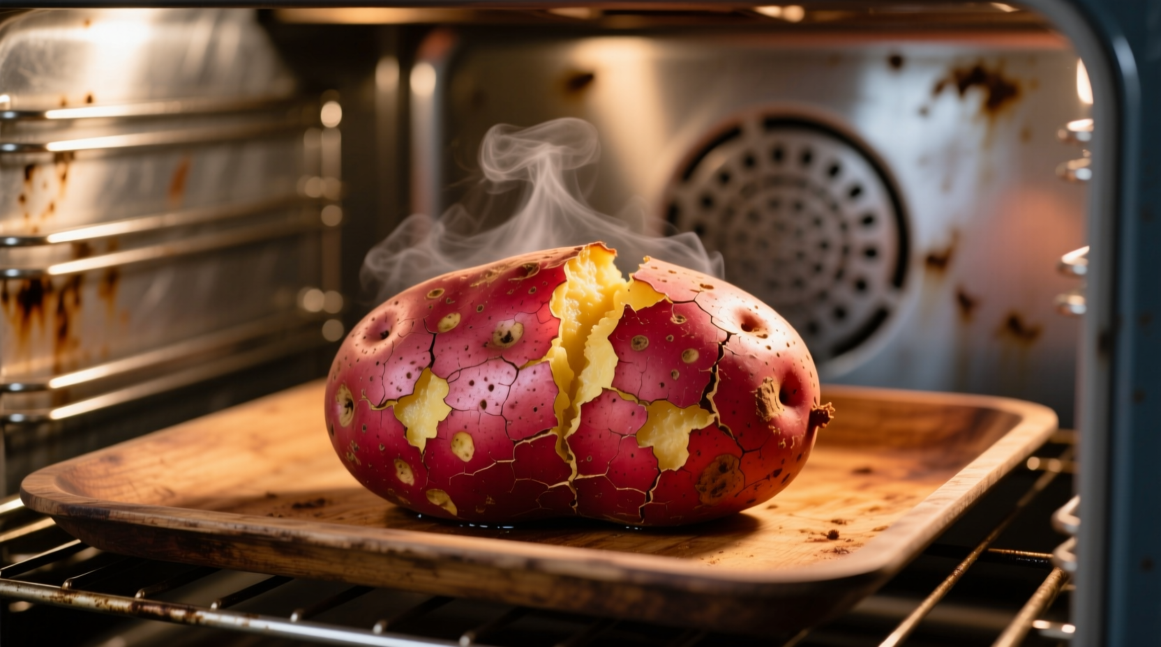 red potato in oven