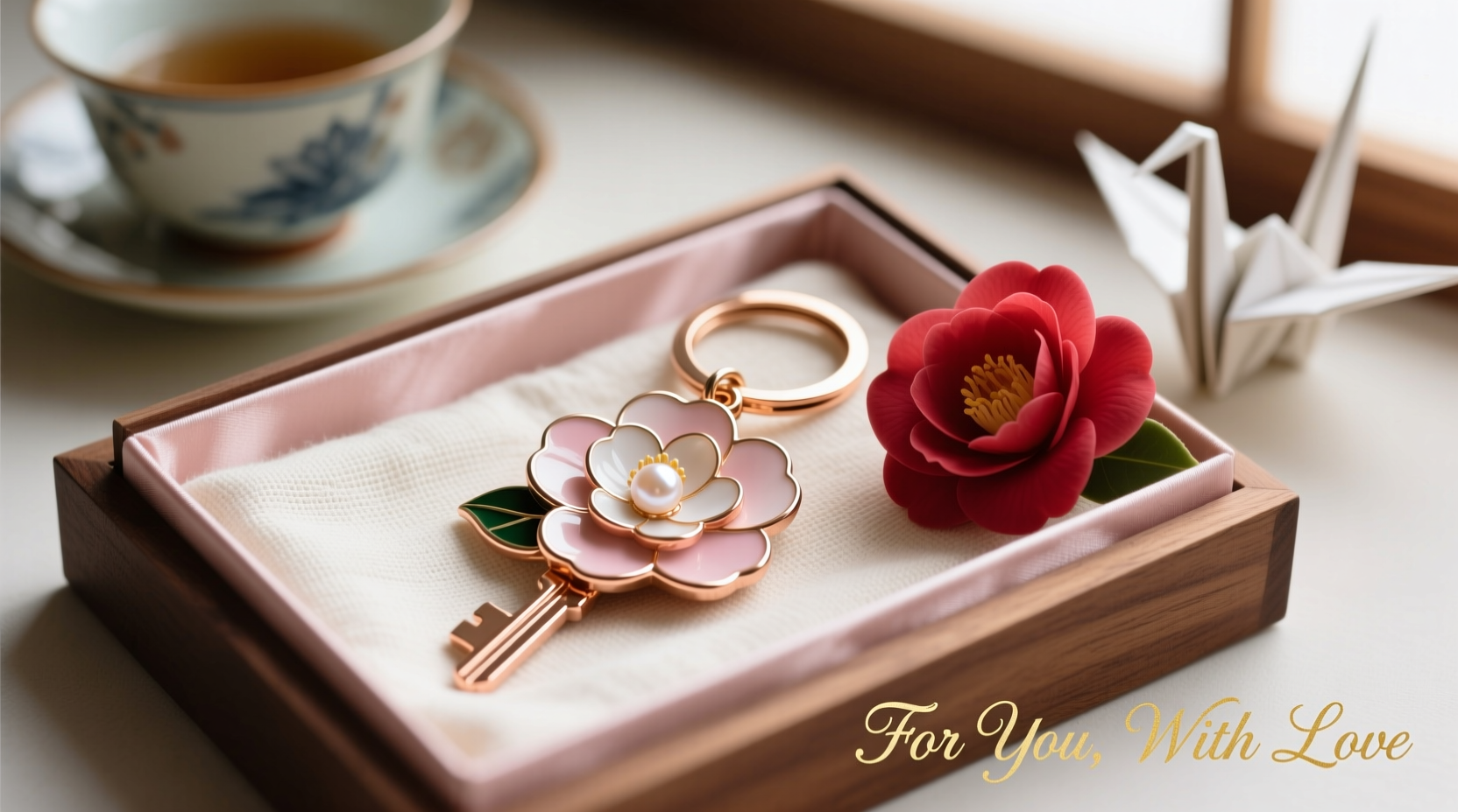 stylish presentation tips for gifting a camellia keychain with elegance and charm