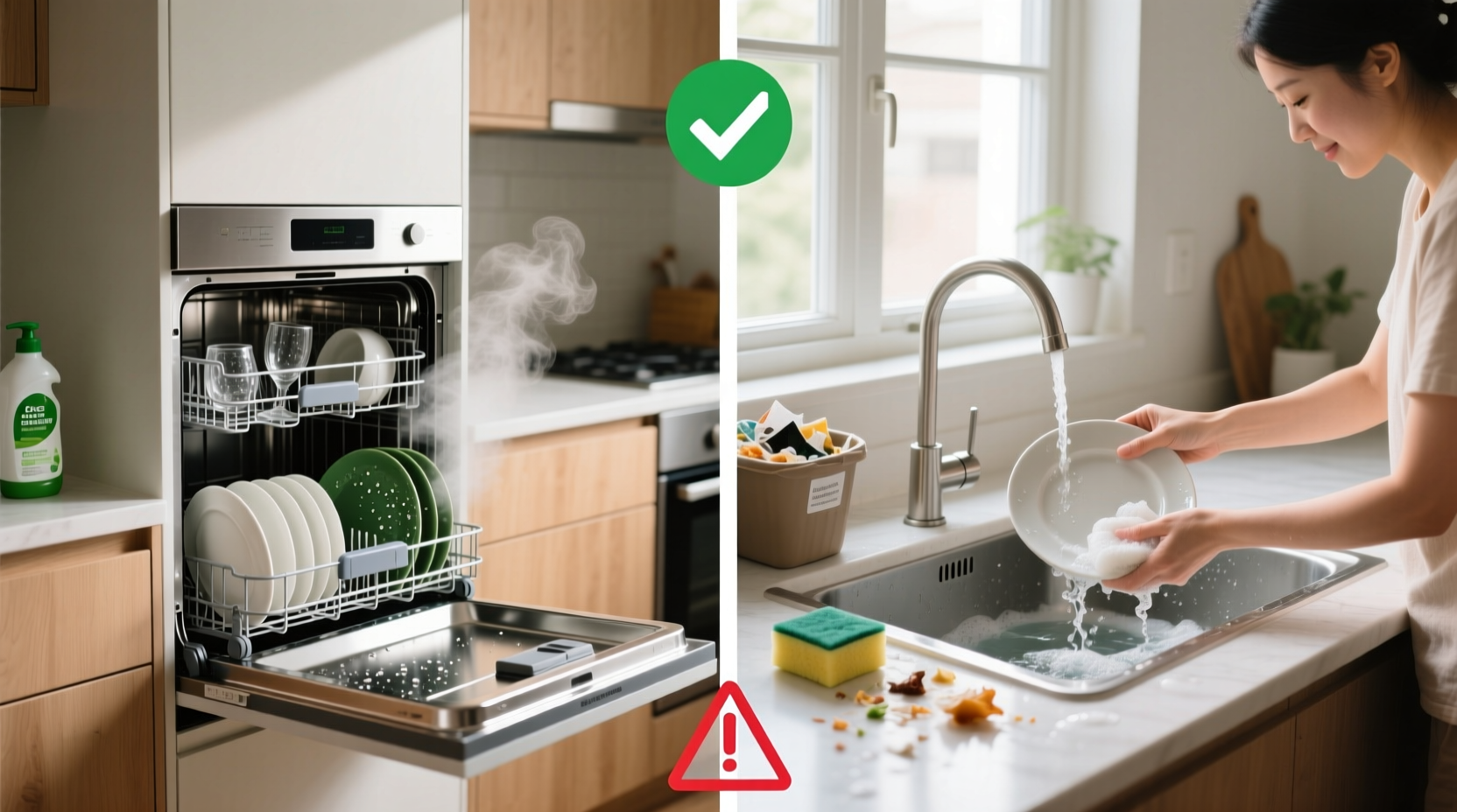 built in dishwashers vs hand washing which is greener