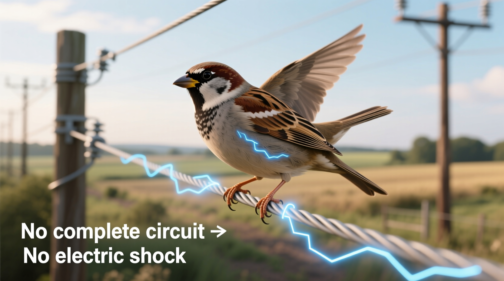why can birds land on power lines safely explained