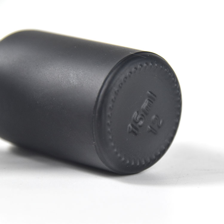 22mm Dia Glass Cosmetic Containers Matte Black Perfume Glass Bottle H82mm