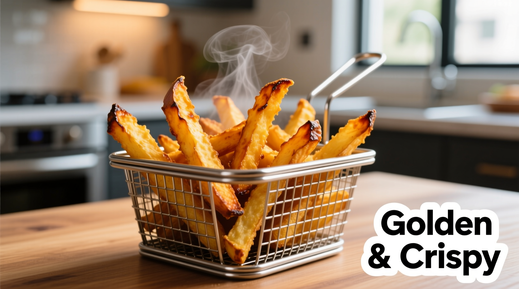 Perfect golden air fryer sweet potato fries in basket