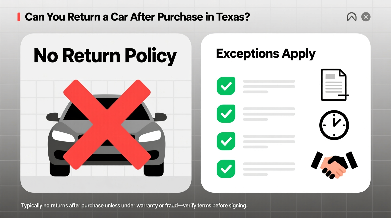 can you return a car after purchase in texas