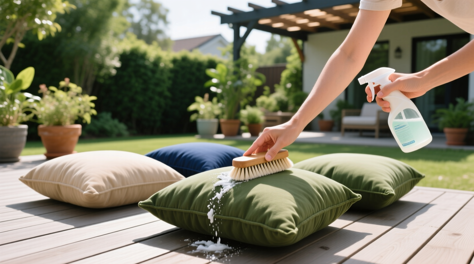how to clean outdoor cushions
