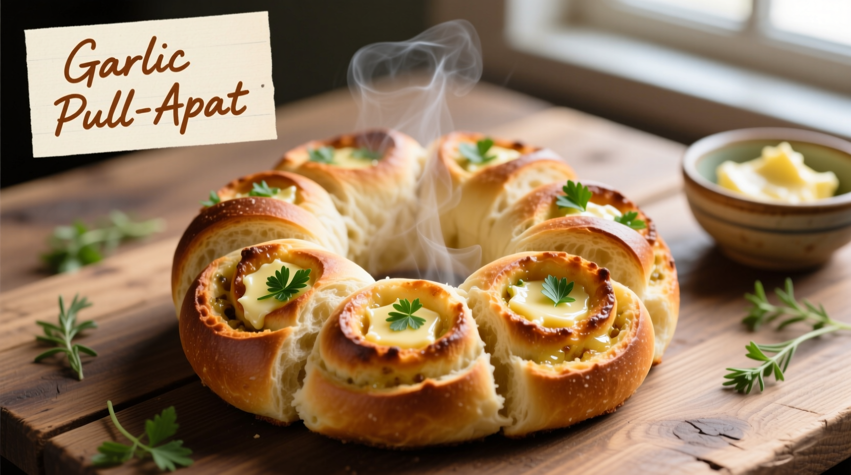 sourdough garlic pull apart bread