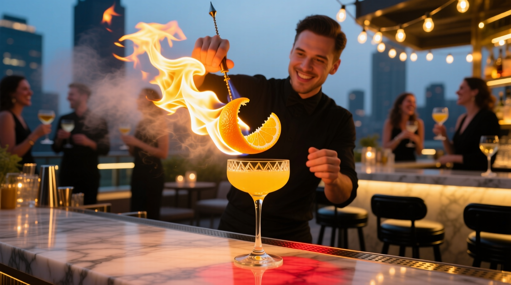 liven up your cocktail party by flaming a citrus peel