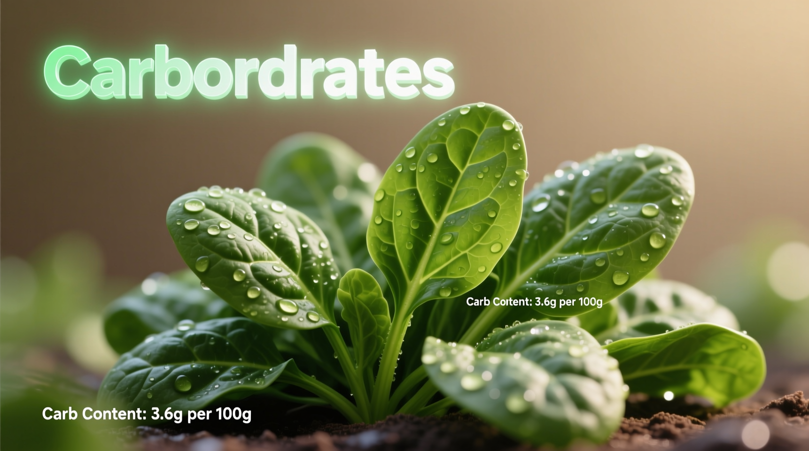 Spinach Carbs: 3.6g Total, 1.4g Net Per 100g