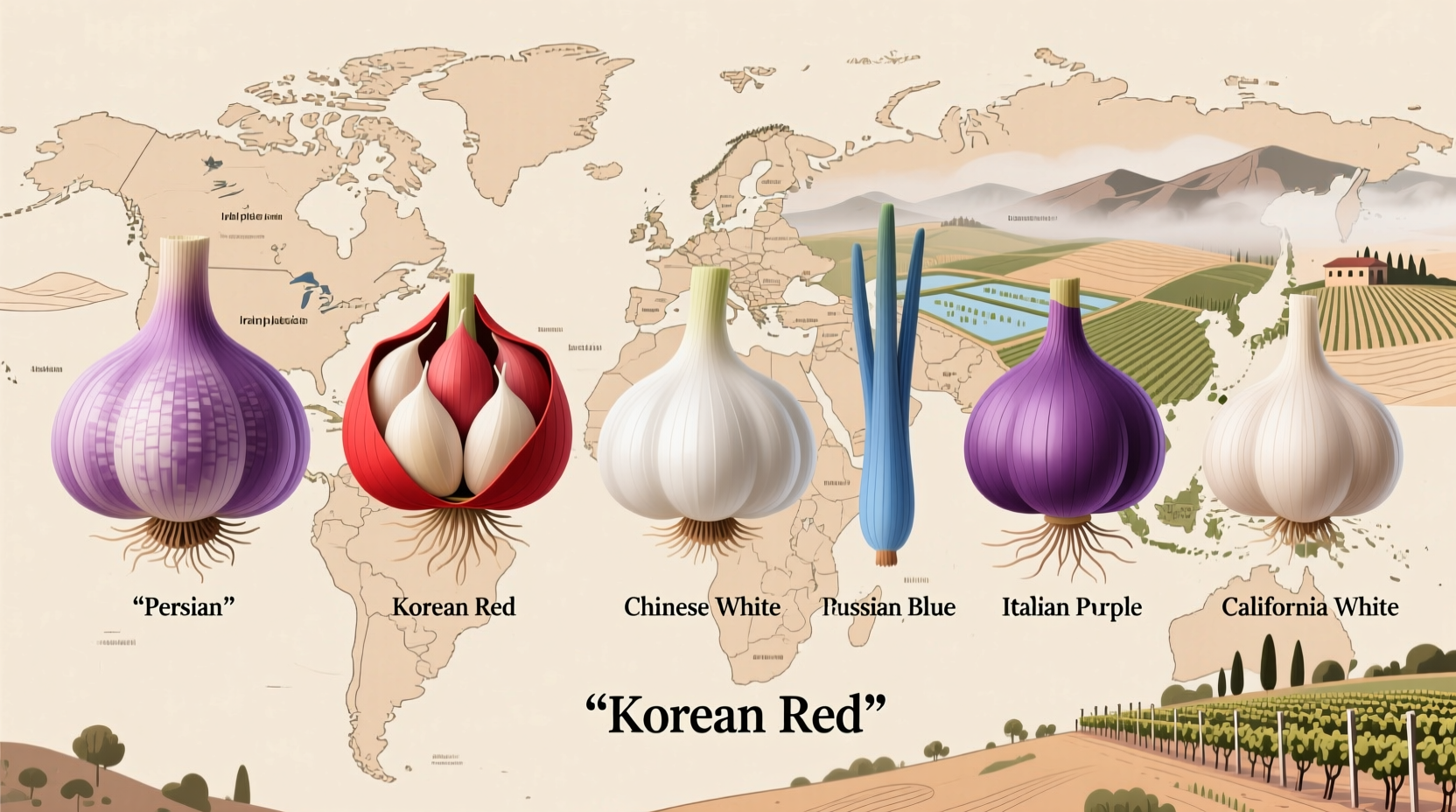 Garlic varieties from different global regions